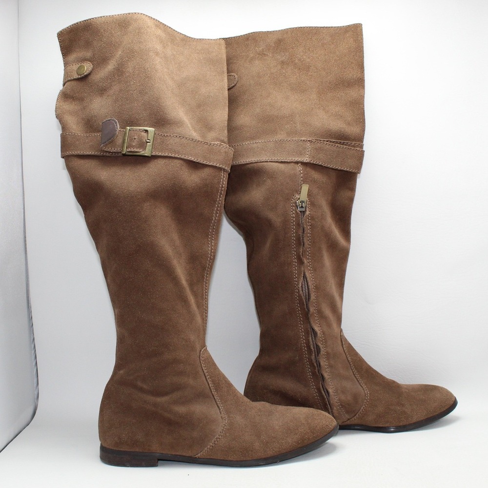 Colin Stuart Brown Suede Over The Knee Flat Boots Buckle 8B 243502-F49